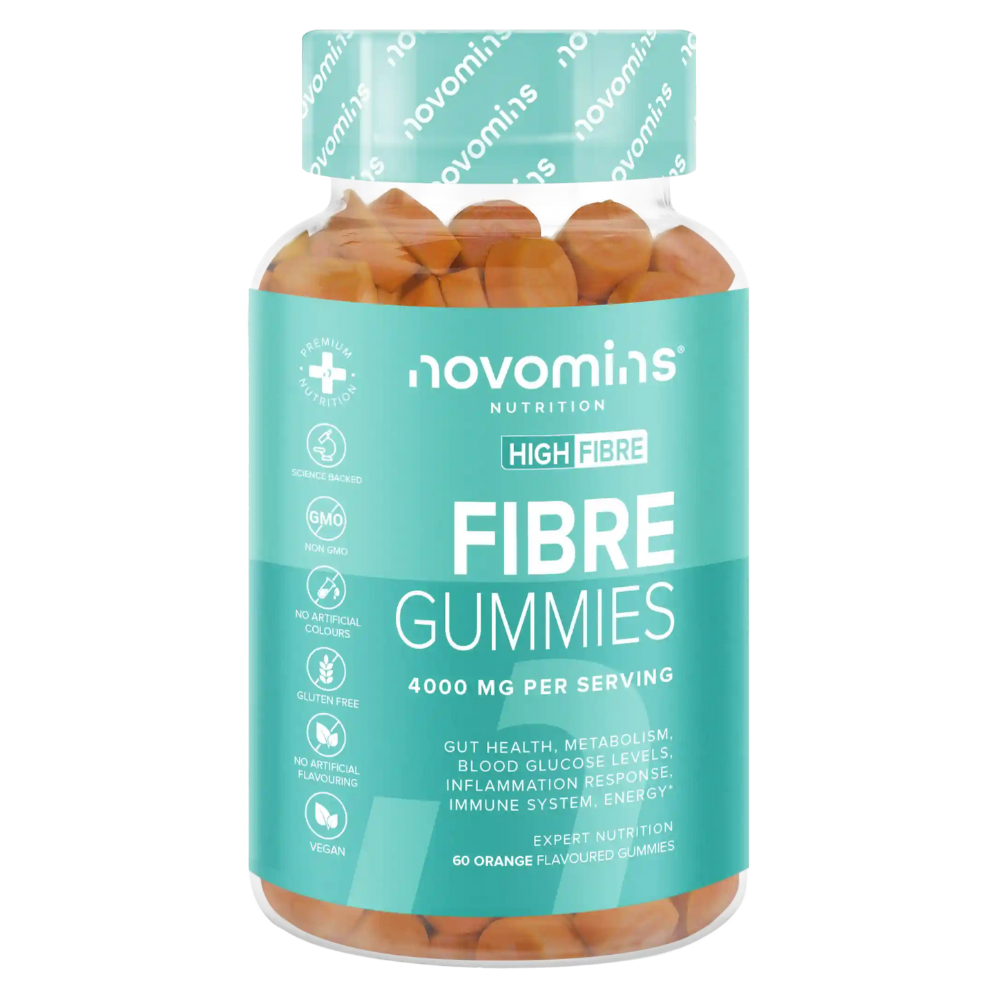 Novomins Fibre Gummies front render 4000mg serving