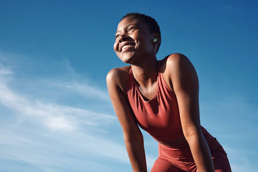 A woman, full of energy, exercising