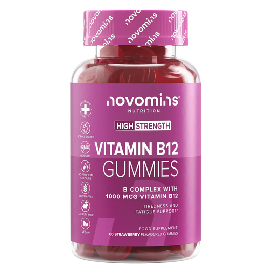 novomins vitamin b12 gummies with vitamin b complex and 1000mcg of vitamin b12 for tiredness and fatigue support