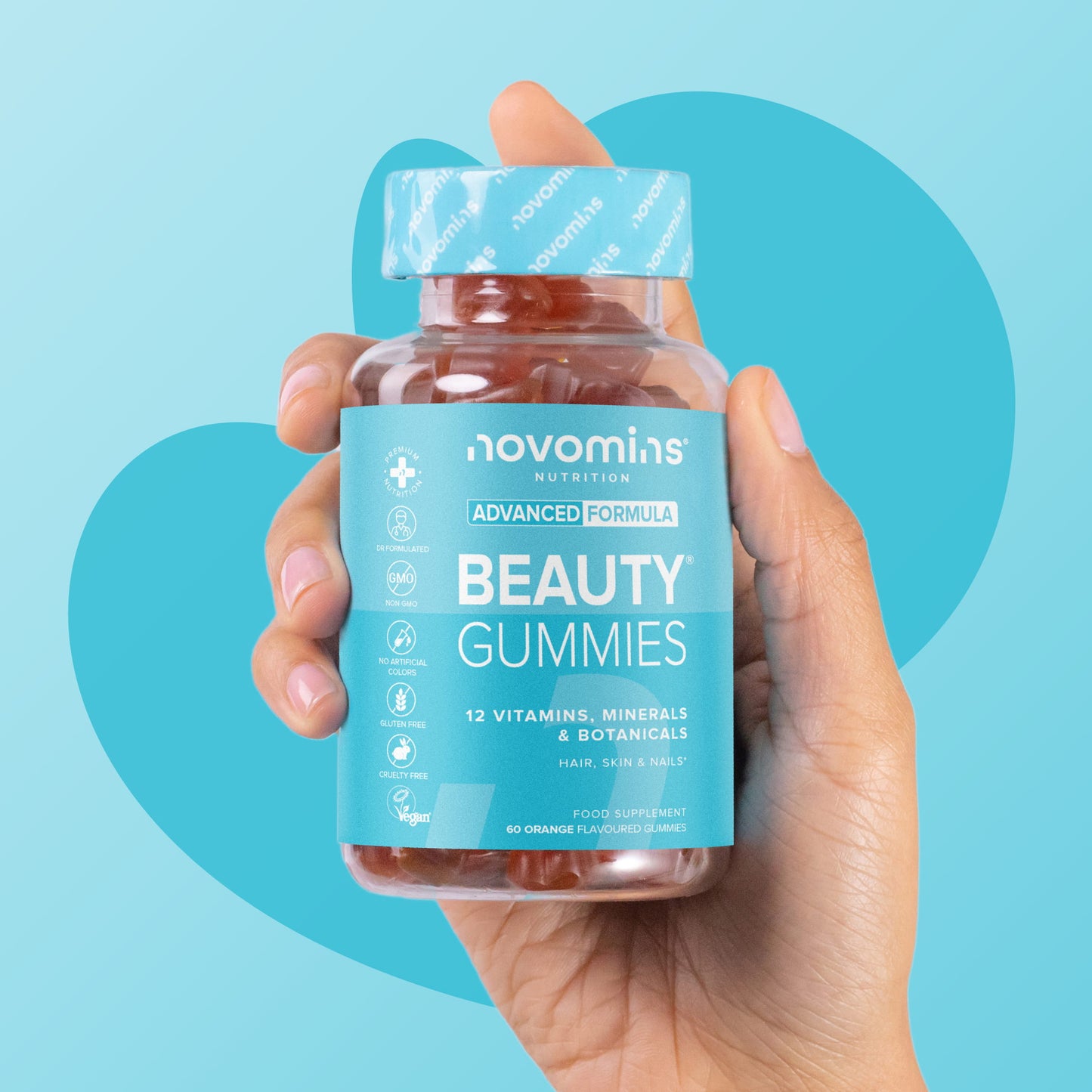 Novomins beauty gummies are gluten-free vegan cruelty-free and made with safe ingredients