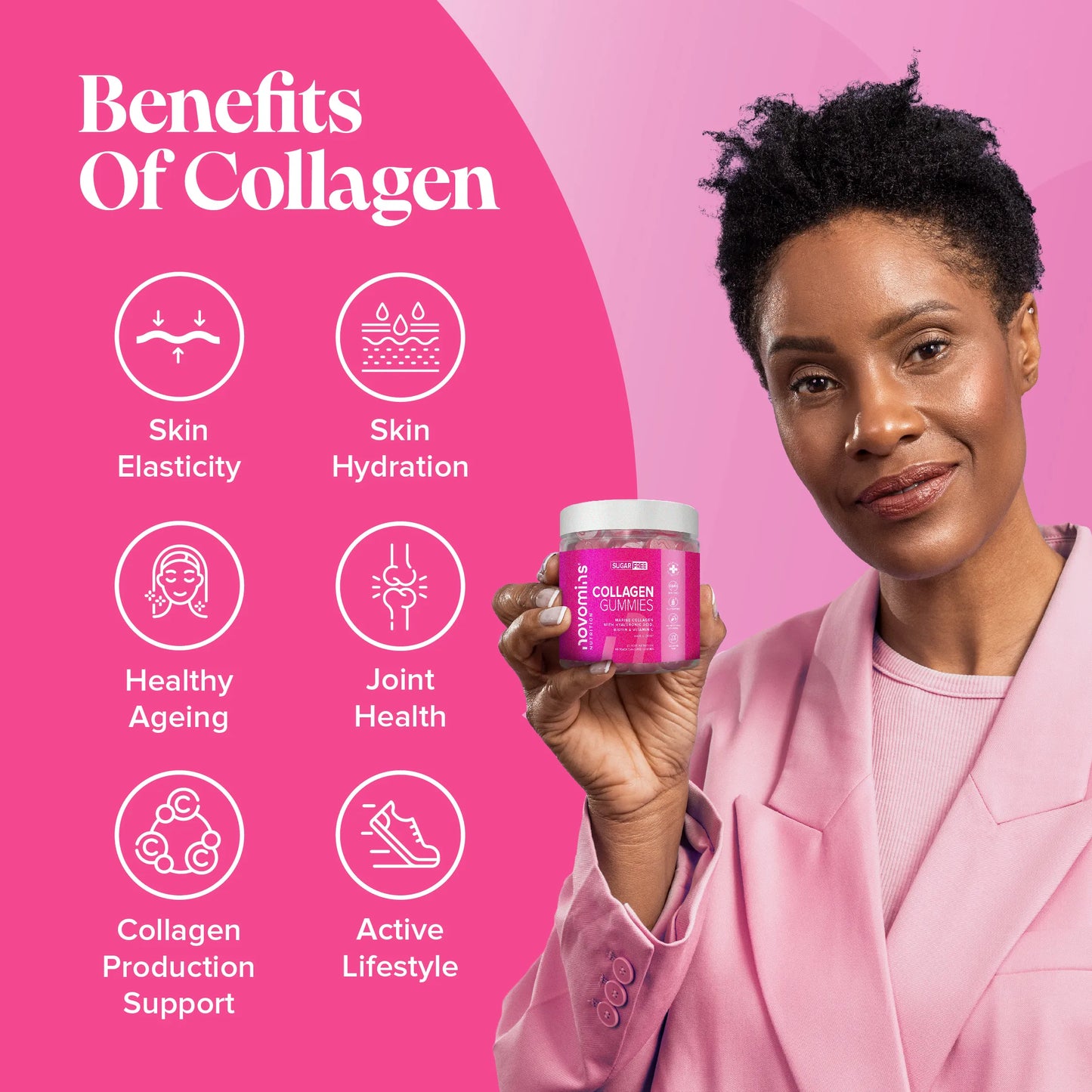 collagen supplements for women for shealthy skin, skin hydration, joint health and joint care, collagen production support and hair growth