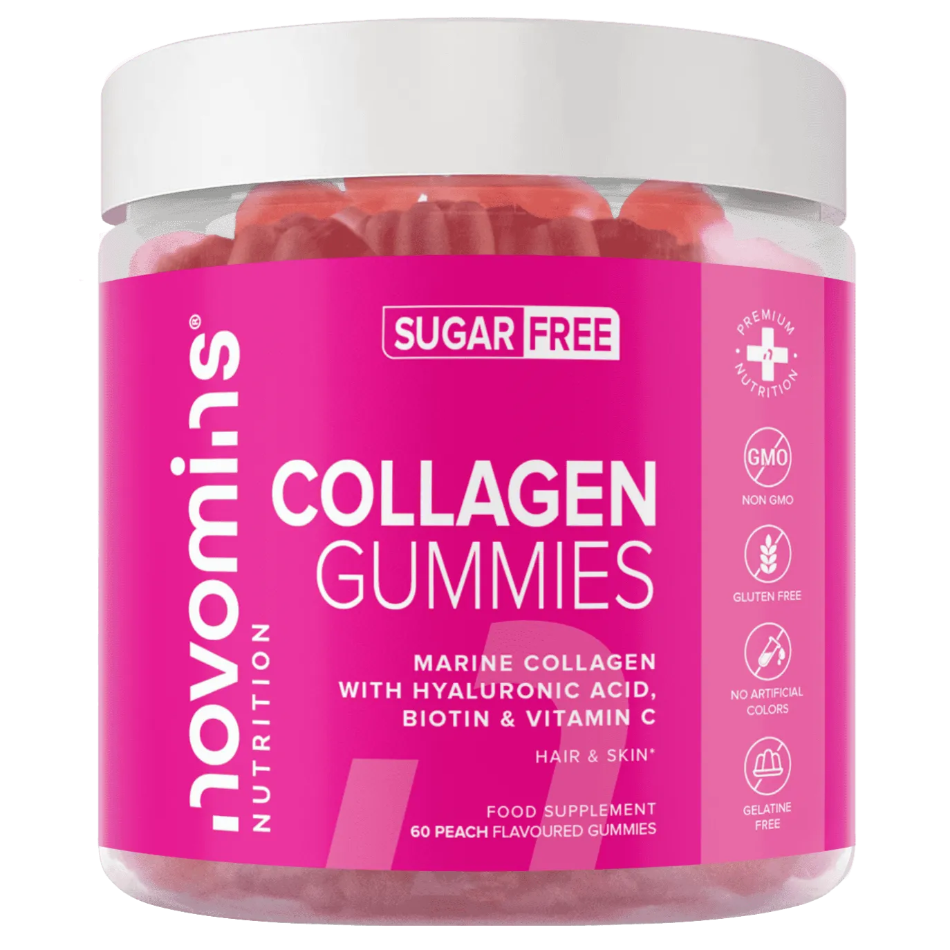 sugar free collagen supplements for women, multivitamin gummies with marine collagen, hyaluronic acid, biotin hair growth, and vitamin c