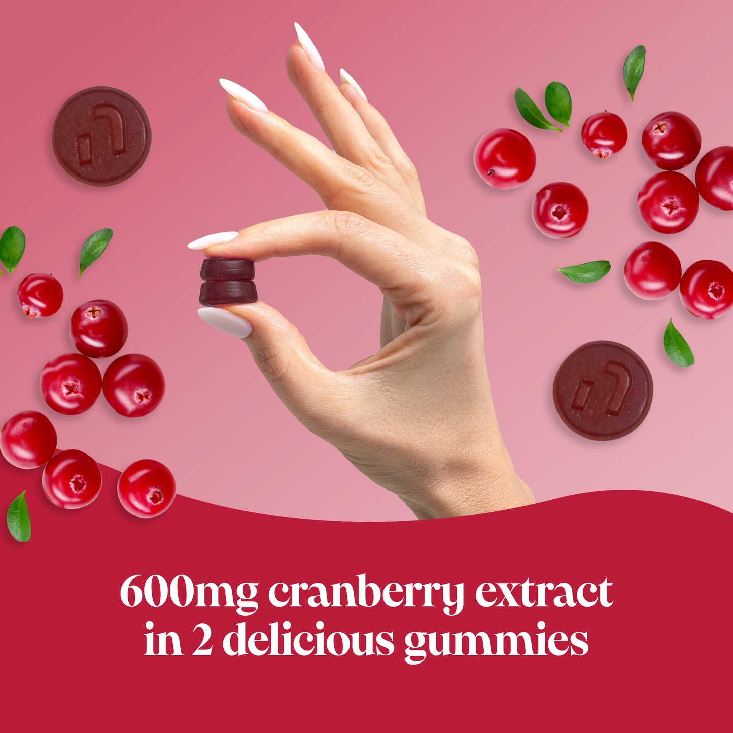 600mg of cranberry extract in 2 novomins cranberry gummies daily