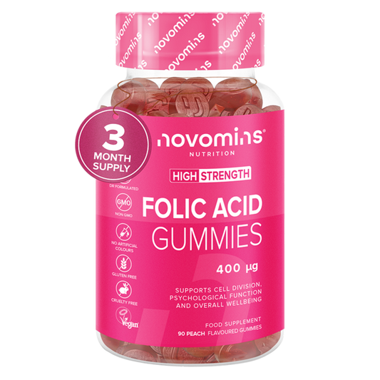 novomins folic acid gummies known as vitamin B9 are prenatal vitamin supplements for women and supports the overal health of your baby during conception and pregnancy