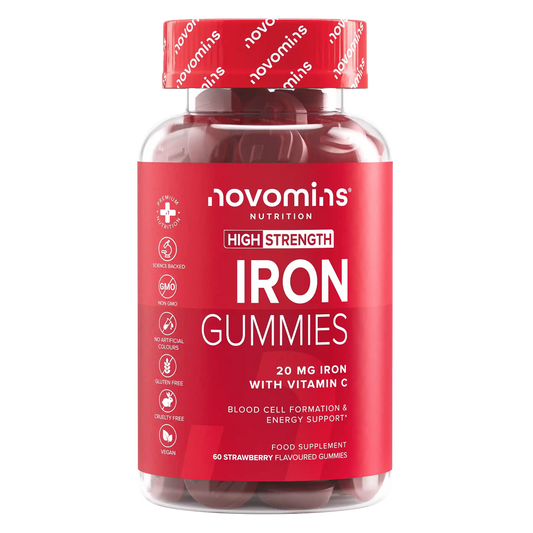 novomins iron supplements for women and men with 20 mg of iron per serving