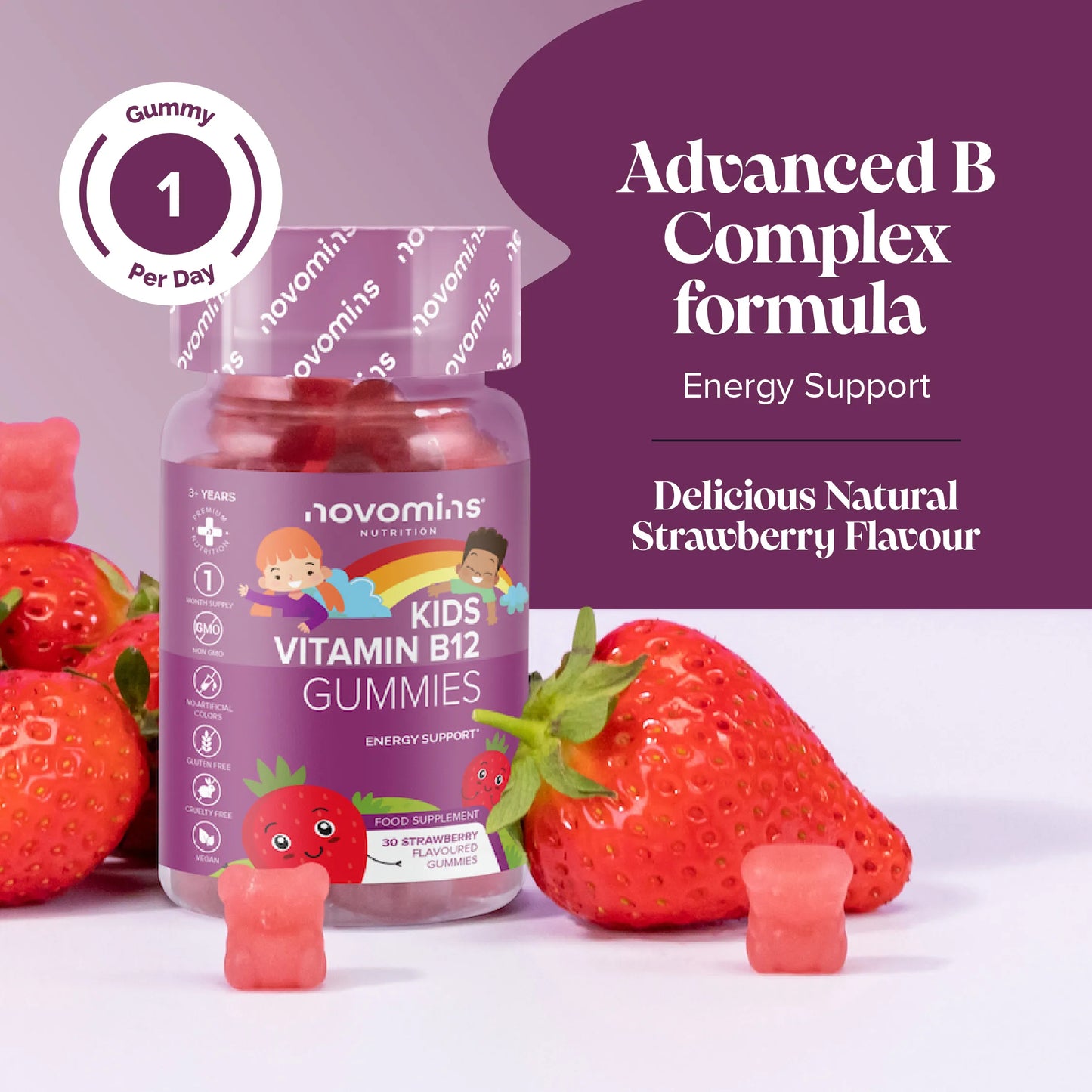 advanced vitamin b complex formula for kids with natural strawberry flavour