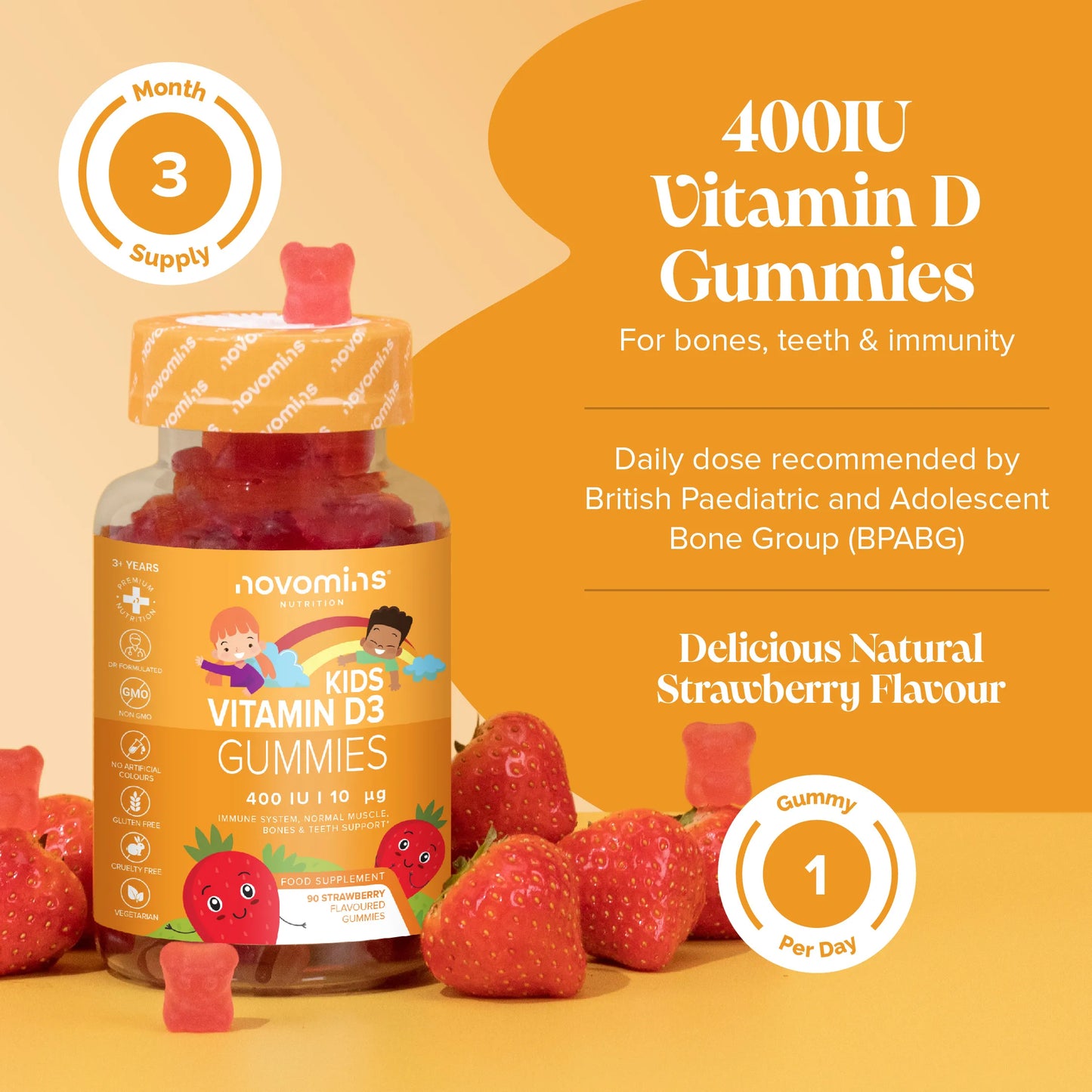 gluten free 400iu vitamin D gummies daily dose recommended by BPABG