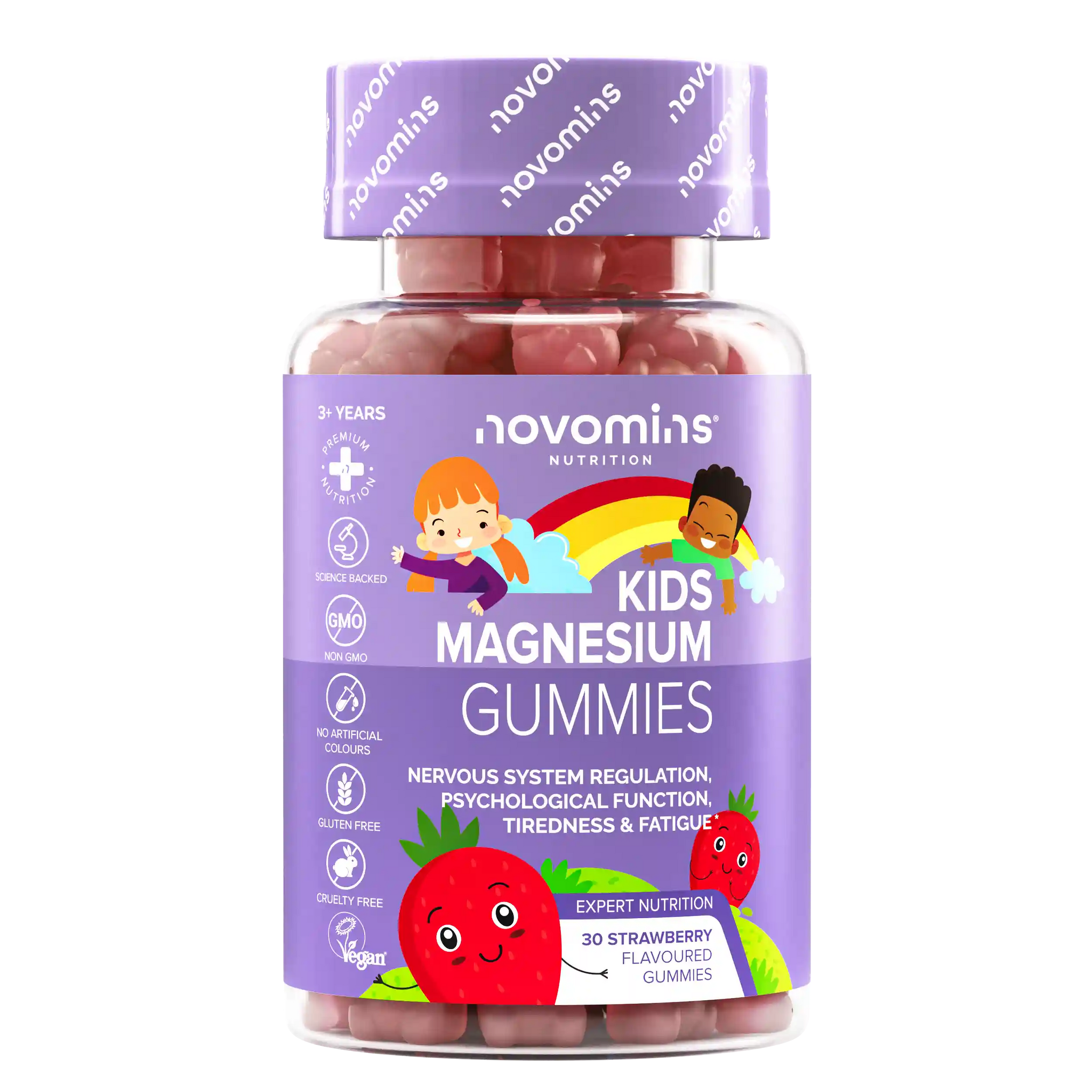 novomins kids magnesium gummies for tireness and fatigue, nervous system and muscle function