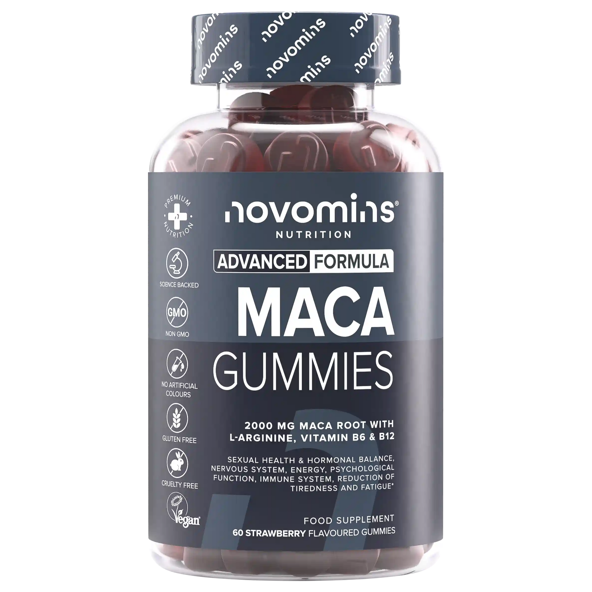 novomins maca gummies with 2000mg of maca root extract for sexual health and hormonal balance