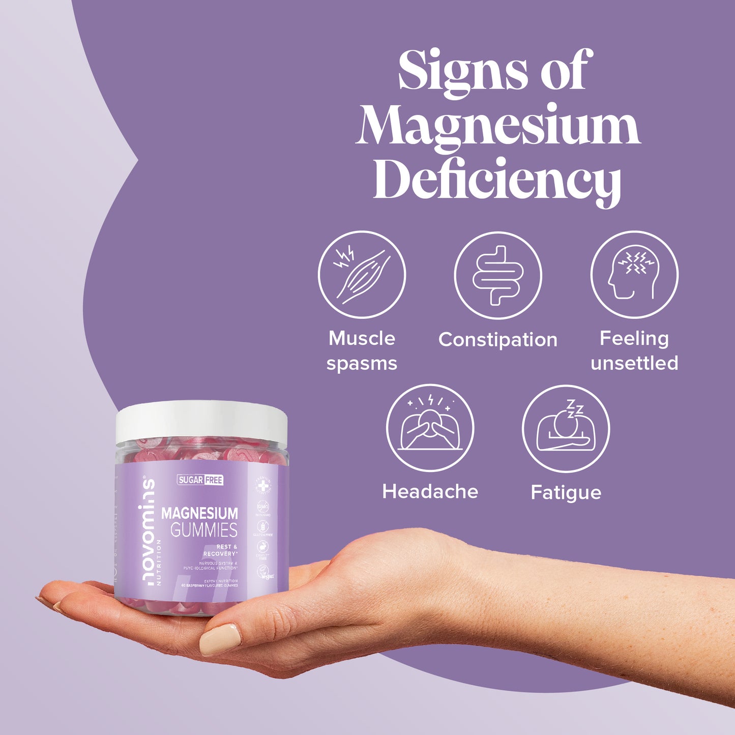 magnesium deficiency can cause muscle spasm, constipation, feeling unsettled, headache and fatigue