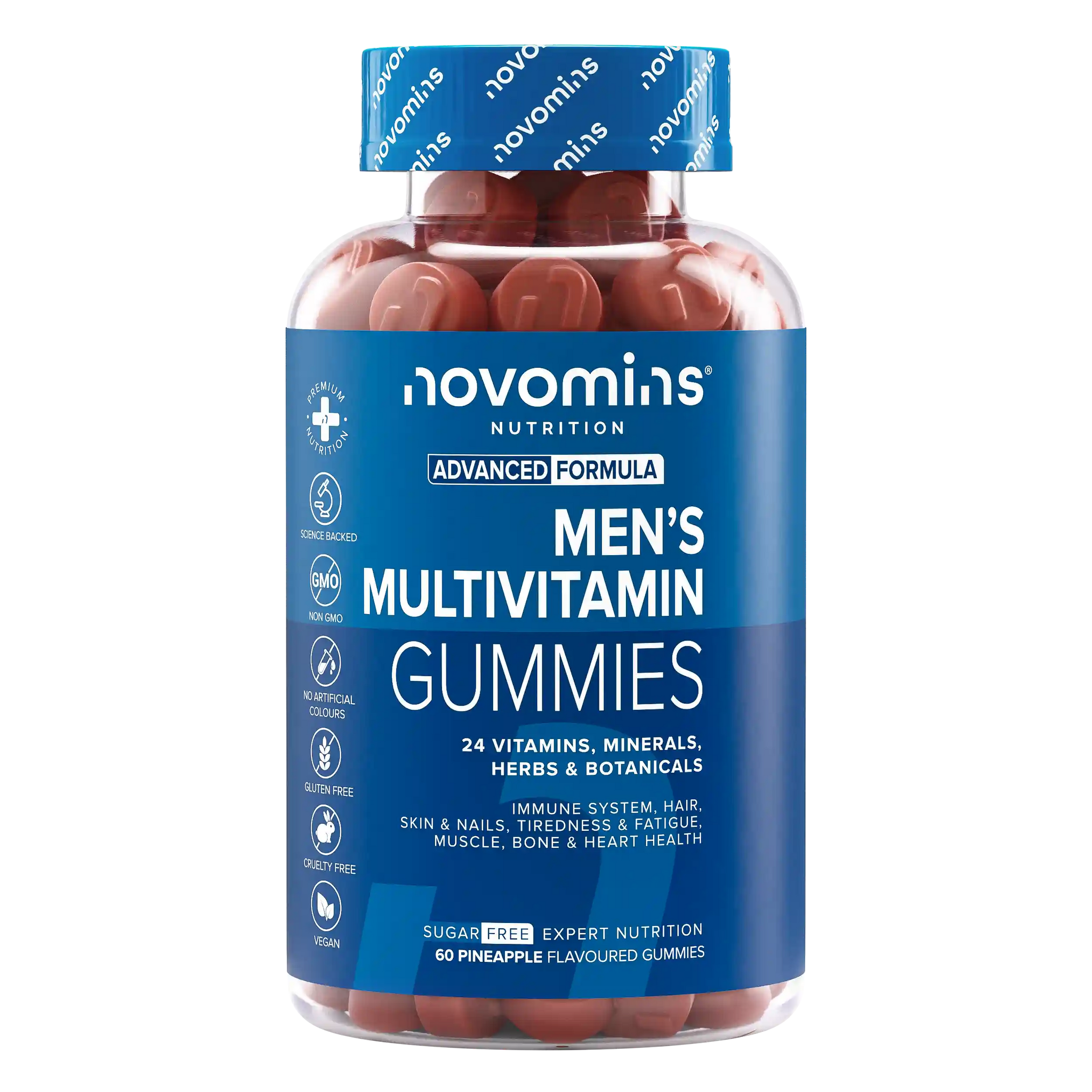 chewable novomins multivitamin tablets for men with 24 vitamins minerals herbs and botanicals