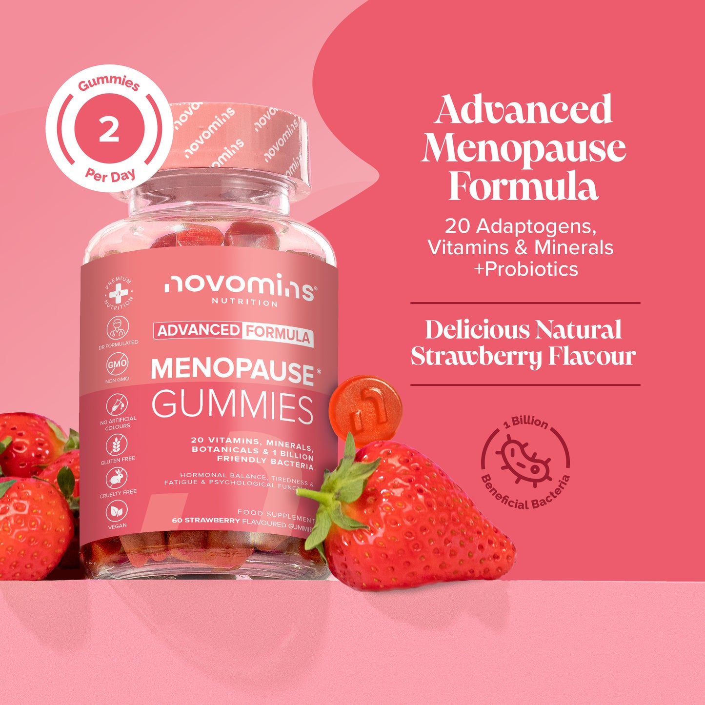 advanced menopause formula with 20 adaptogens, vitamins, minerals and probiotics