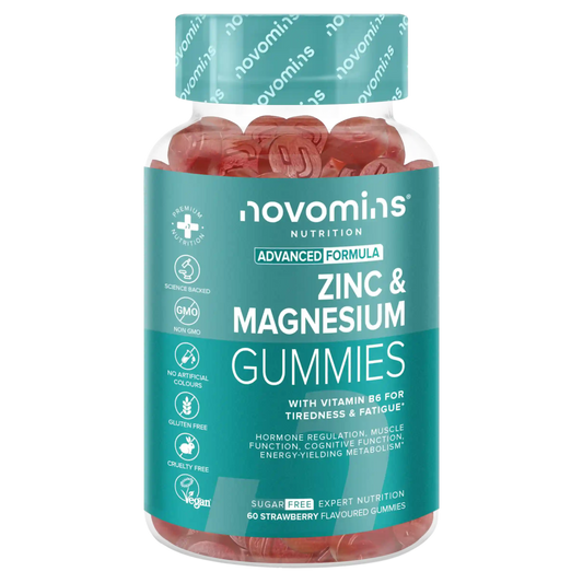 sugar free novomins zinc and magnesium gummies with vitamin b6 for tiredness and fatigue