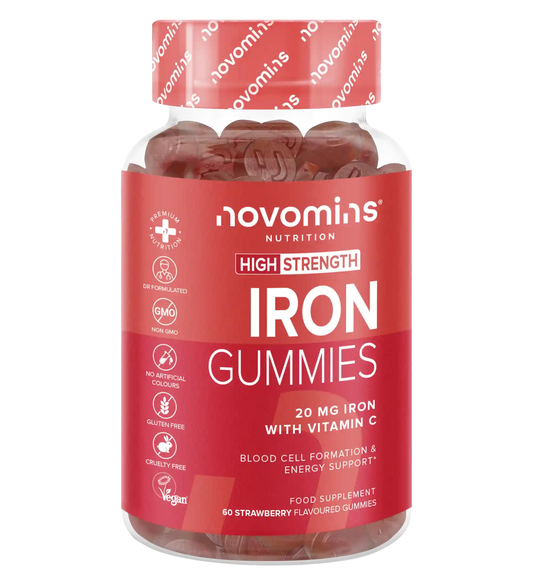 novomins iron supplements for women and men with 20 mg of iron per serving