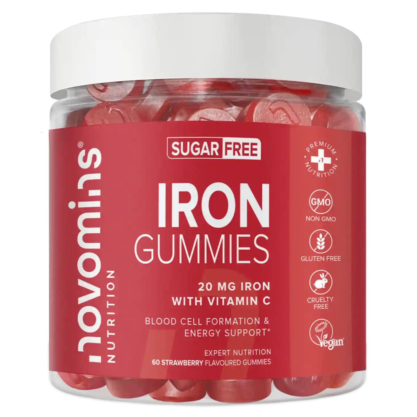 sugar free iron supplements for women and men with 20 mg of iron per serving