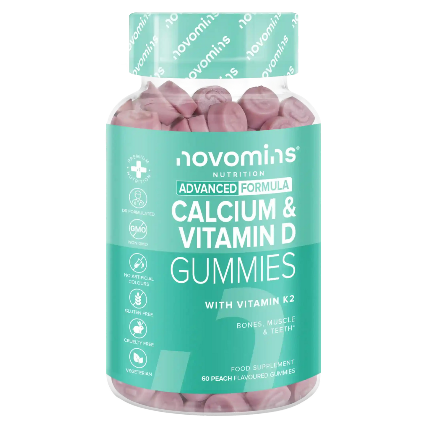 calcium and vitamin d tablets with vitamin k for healthy bones, teeth and muscles