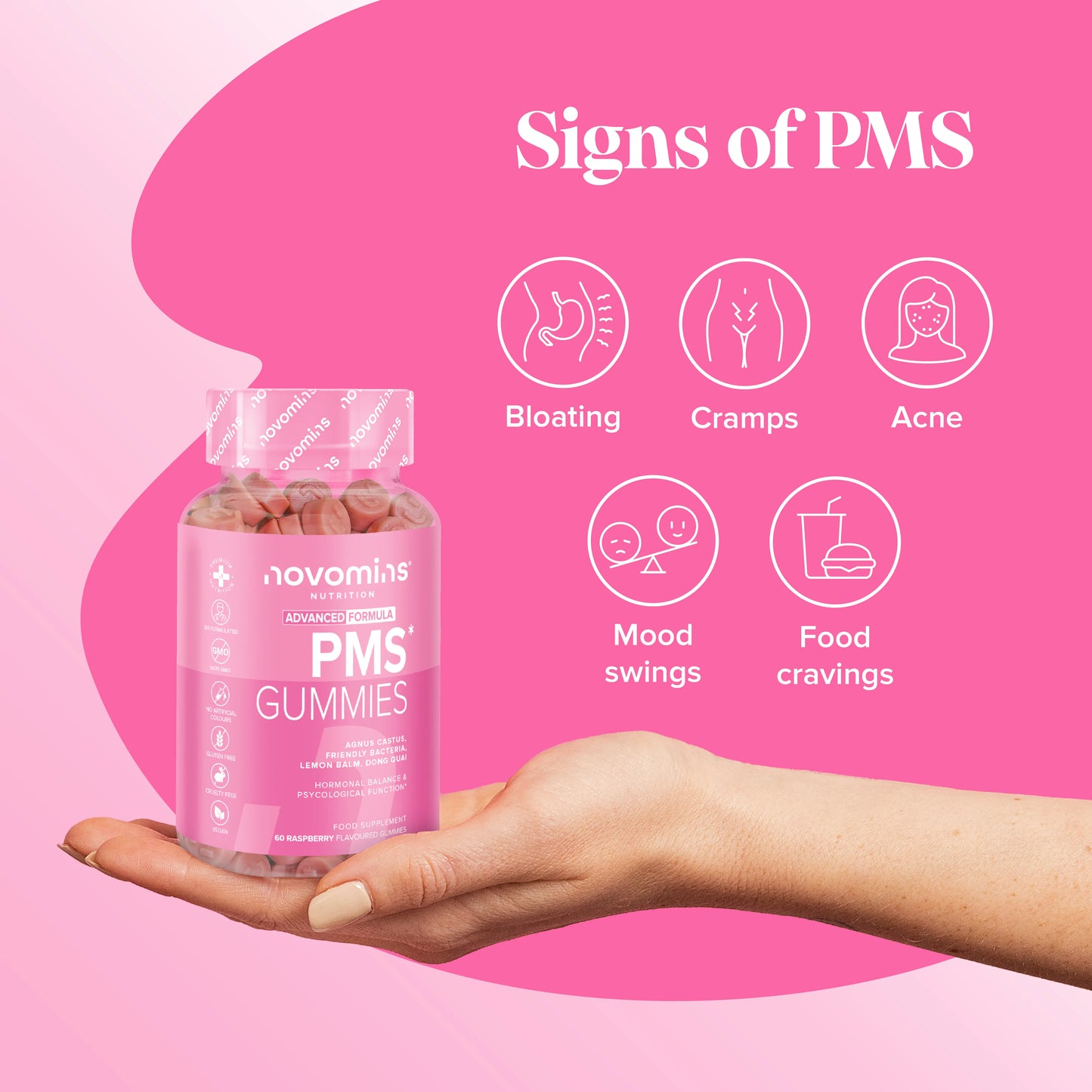 pms gummies for signs of PMS like bloating cramps acne mood swings and food cravings