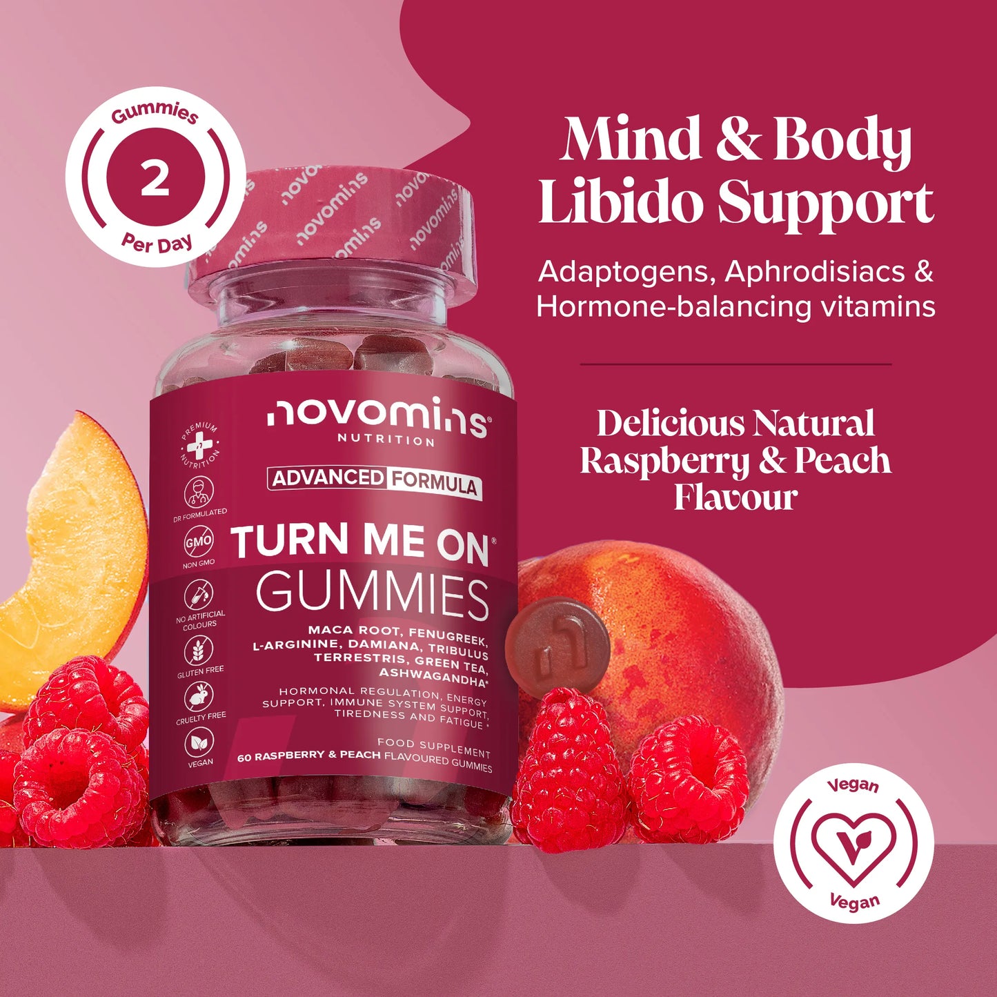 mind and body libido enhancer for women and men with adaptogens, aphrodisiacs, hormone balance vitamins like black maca and ashwagandha