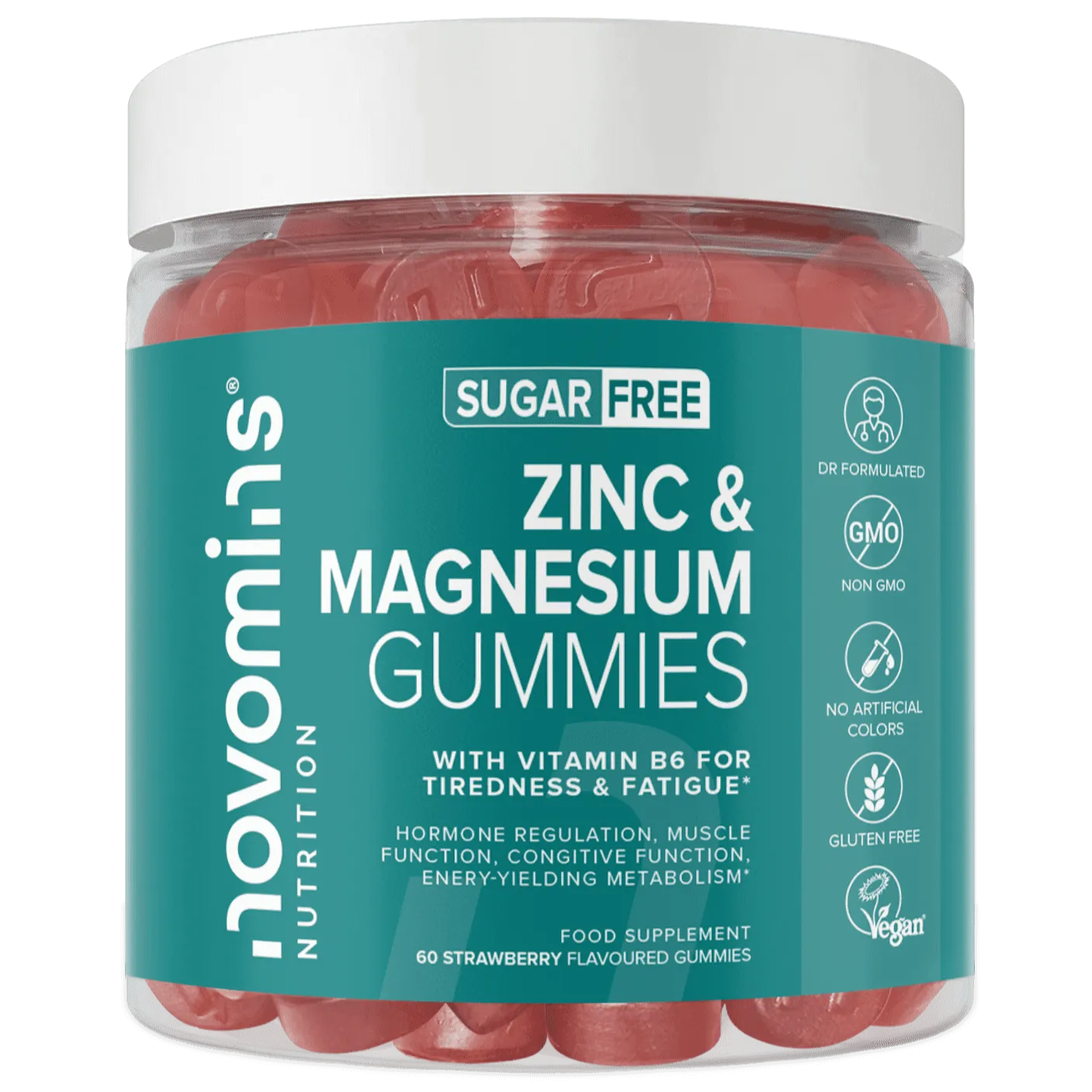 sugar free novomins zinc and magnesium gummies with vitamin b6 for tiredness and fatigue