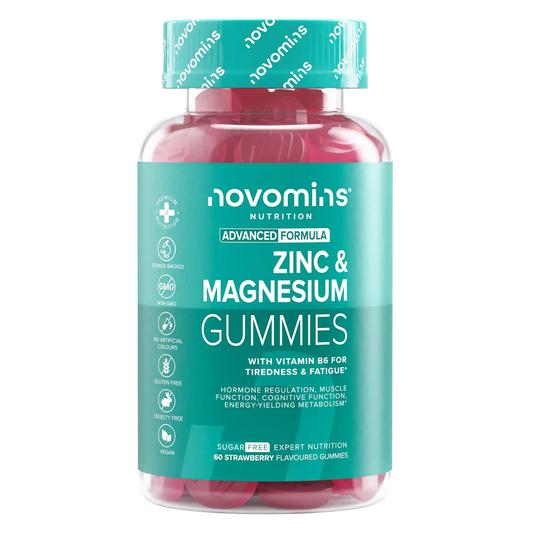sugar free novomins zinc and magnesium gummies with vitamin b6 for tiredness and fatigue